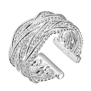 EPACKET DHL Plaqué Sterling Sterling Petit maillage Bague DHSR23 Taille des États-Unis ouverte réglable; Unisexe 925 Silver Plaque Banding Bijoux