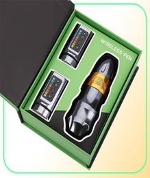 Epacket Exo Tattoo Gun Kits Pen Machinegeweer Twee oplaadbare draadloze batterijvermogen voor body art Supply235F2057318