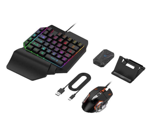 Epacket F6 clavier souris Combos clavier de jeu lumineux à une main souris manger des claviers de poulet connecter téléphone portable trône269S3609975