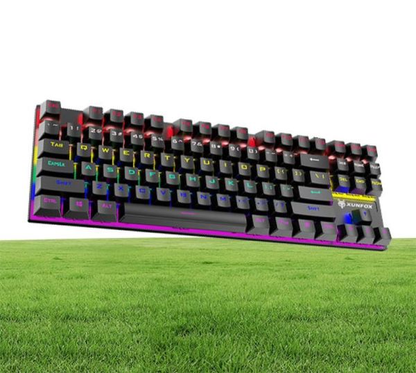 Epacket K80 Teclado mecánico con cable Eje verde Panel de metal Computadora de escritorio luminosa Juego de juegos portátil Bluetooth Llave inalámbrica 2254932