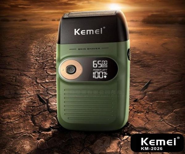 Epacket Kemei KM2026 KM2027 Afeitadora eléctrica para hombres, cuchilla doble, afeitadora inalámbrica recíproca a prueba de agua, afeitadora recargable por USB 7001353