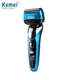 EPACKET KEMEI KM8150Z Trimmer 4 Blade Professional Wet droog scheerapparaat Oplaadbare elektrische scheerscherm voor mannenbaard scheren mach5512482