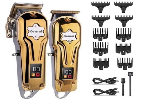 Epacket KEMEI tondeuse à cheveux professionnelle KM2011 ensemble de salon de coiffure entièrement en métal hommes barbe électrique rechargeable226w7919562