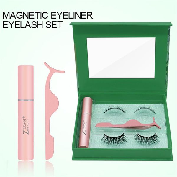 ePacket Luxury 5 Magnet 6D Eyelash Designer Eyelash Magnetic Liquid Eyeliner False Eyelashes Tweezer Set Impermeable Caja de regalo de larga duración
