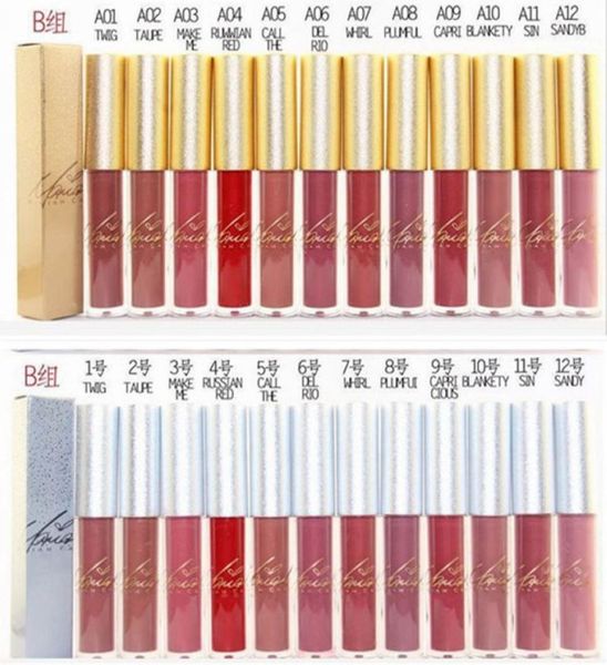 Epacket Makeup Caja de plata Matte Liquid Lipstick Nonstick Cup Lip Gloss12 Diferentes colores1649387