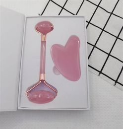 Epacket Massage Resin Face Roule Rose Gua Sha Rouleaux faciaux Oeil Strother Scraper Cosmetic Skin Care Beauty Tool With Gift Box Set4929070