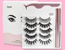 Gratis verzending Epacket Nieuwe magnetische vloeibare eyeliner 5 paren / 1 doos magnetische valse mink wimpers langdurige eyeliner valse wimpers