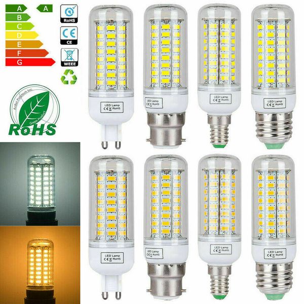 SMD5730 E27 GU10 B22 E12 E14 G9 lampe à LED 7W 9W 12W 15W 18W 24W 110V 220V 360 angle LED Ampoule Led Maïs lumière