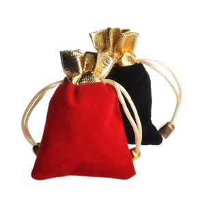 Epackfree 300Pcs Lot 9 * 7cm Red Velvet Drawstring Bijoux Sacs Sacs Pochettes sac de bijoux