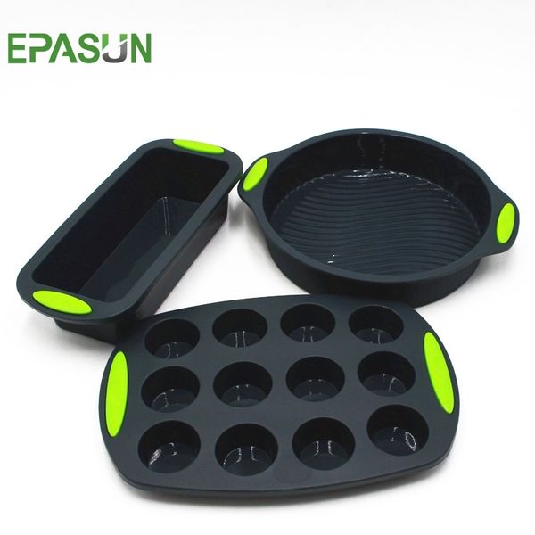 EPASUN 3 unids/set molde de silicona para hornear pasteles taza Pan molde tostadas Muffin Cupcake plato moldes pan para hornear forma moldes herramienta de pastel Y200618