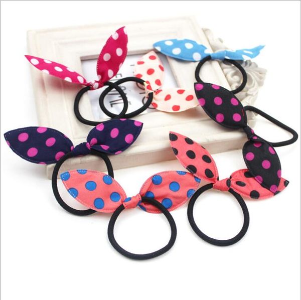 Epecket DHL Élastique noir oreilles de lapin corde à cheveux style coréen cravate en tissu DAFQ012 Élastiques à cheveux