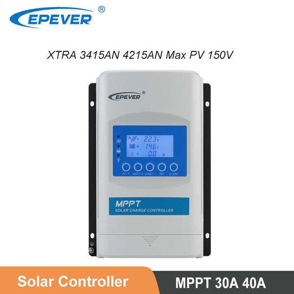 EPever XTRA série MPPT 30A 40A contrôleur de chargeur solaire régulateur LCD 12V 24V 36V 48V tension PV maximale automatique 150V 3415AN 4215AN