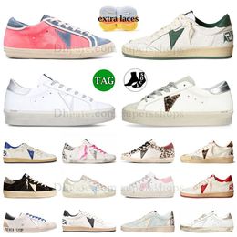 Casual schoenen Super Star Ball Star Sneakers Italië klassieke Do-oude vuile schoenen Snake Skin Heel Suede Cream Sole Vrouwen man Wit leren plaid plat glitter maat 36-46