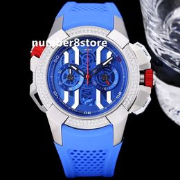 EPIC X Chrono diamant bleu montre pour hommes surdimensionné 47mm montres de sport de luxe VK Quartz saphir cristal montre-bracelet suisse étanche