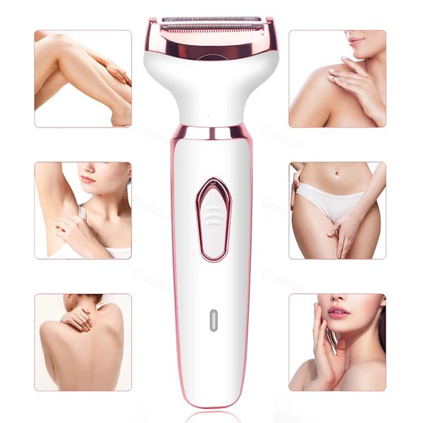 Depiladora 4 en 1 Afeitadora eléctrica para mujer Afeitadora Lady Shaver Recortadora de vello corporal para axila Bikini Brazo Pierna Cara Bigote Portátil Sin dolor 231130