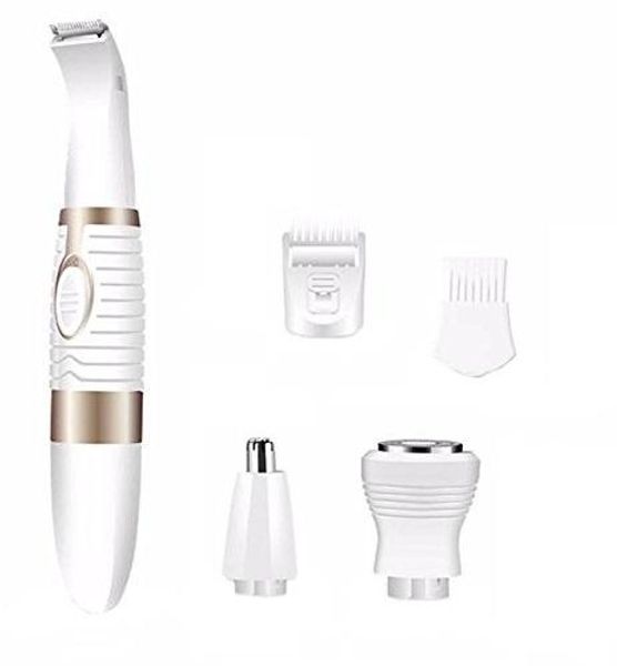 Épilateur 4 en 1 parfait pour bikini, tondeuse de précision pour poils du visage, tondeuse de précision pour femmes, style de beauté, formes, style de coupe, fonctionne à piles