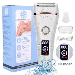 Epilator Elektrisch scheermes Pijnloos dame scheerapparaat voor vrouwen USB opladen Bikini Trimmer voor waterdichte LCD -display van het hele lichaam nat droog met 230508