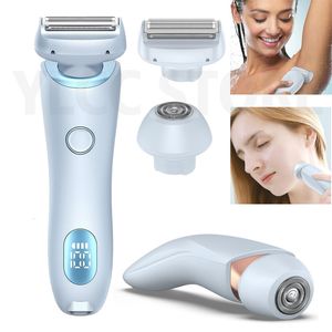 Maquinilla de afeitar eléctrica depiladora para mujer 2 en 1, recortadora de Bikini, afeitadoras faciales, depilación, axilas, piernas, cuerpo de mujer, resistente al agua IPX7 230602