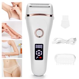 Epilator Electric Shaver Lacquerless Dames Shaver Dames Shaver Hair Removal Trimmer been en oksel waterdicht LCD USB -oplaad 230406