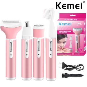 Depiladora Kemei 4 en 1 para mujer, depiladora femenina para cejas, afeitadora para depilación, máquina de afeitar, depilador facial, Bikini depilatorio