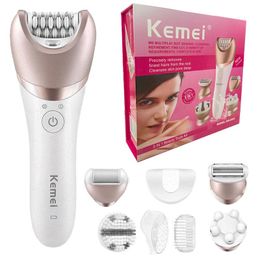 Depiladora kemei 8001 5 en 1 para mujer, afeitadora eléctrica para mujer, depilación facial y corporal, afeitadora recargable para mujer, piernas, axilas, húmedo y seco