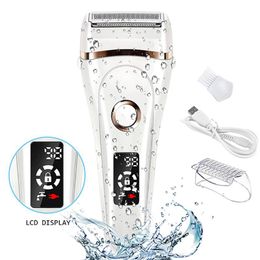 Épilateur USB Charge Razor électrique Rasoir indolore pour femme Bikini Trimmer pour le corps entier étanche LCD Dispositif d'épilation