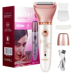 Depiladora USB para mujer, utensilio para eliminar el vello Facial, depilación corporal de piernas, máquina de afeitar femenina, maquinilla de afeitar eléctrica para mujer, recortador de Bikini