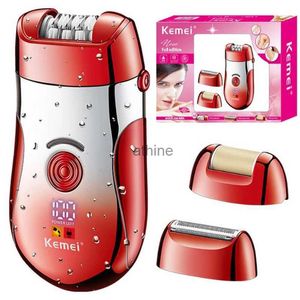 Depiladoras Kemei 3 en 1 Depiladora lavable Eléctrica Cara Femenina Depilación Corporal Pierna Bikini Lady Shaver Callus Remover Recargable YQ240119