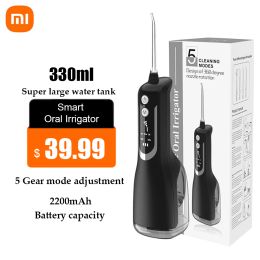 Épilators Xiaomi Irrigator oral Jet d'eau dentaire 5 vitesse ajustement de l'eau 330 ml IPX7 IRRIGATEUR D'EAU DE DENTAL PORTABLE IPPHERPHER