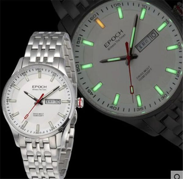 EPOCH – montre à Quartz pour hommes, lumineuse, suisse, mouvement Ronda, chinois, anglais, Date du jour, WR100M, saphir, militaire, 240315