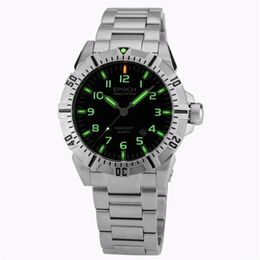 Epoch stalen band waterdichte 100m tritiumgasbuizen Luminous Sport Diving Quartz Watch T200112 261F