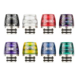 Epoxyhars Rainbow SS Drip tips Kit Set Brede Boring 810 510 Draad Snake Skin Grid Paddestoelen Mondstuk Gemengde Kleur