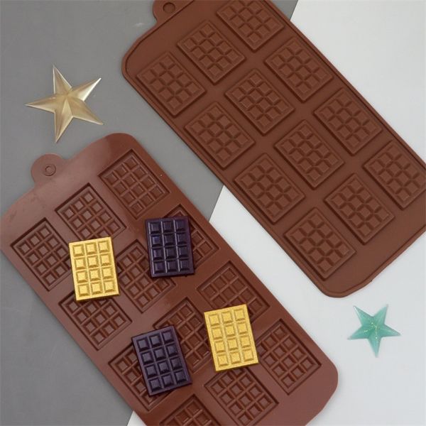 Resina epoxi Silicona Molde de bricolaje Rectángulo Tamaño grande 12 Trozo Molde Chocolate Waffle Caramelo Jalea Bloque de hielo Moldes para pasteles Venta caliente 2 1ld L2