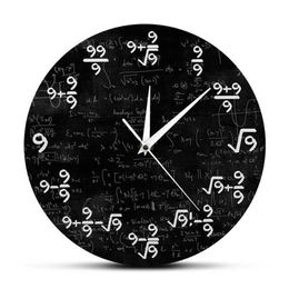 Vergelijking Negens Wiskunde De Klok van 9s Formules Modern Hangend Horloge Wiskundig Klaslokaal Wall Art Decor 201212295p
