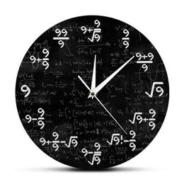 Vergelijking Negens Wiskunde De Klok van 9s Formules Modern Hangend Horloge Wiskundig Klaslokaal Wall Art Decor 2012123201