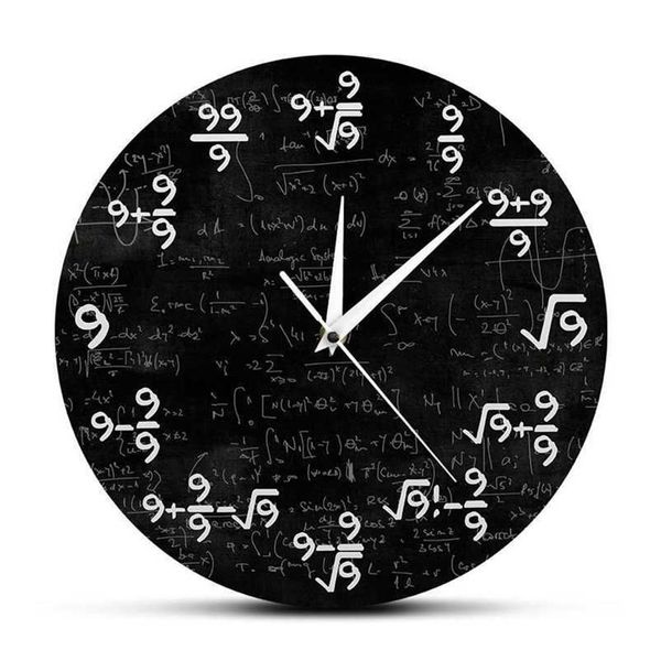 Équation Nines Math l'horloge des formules 9s montre suspendue moderne salle de classe mathématique décor artistique mural 201212203K