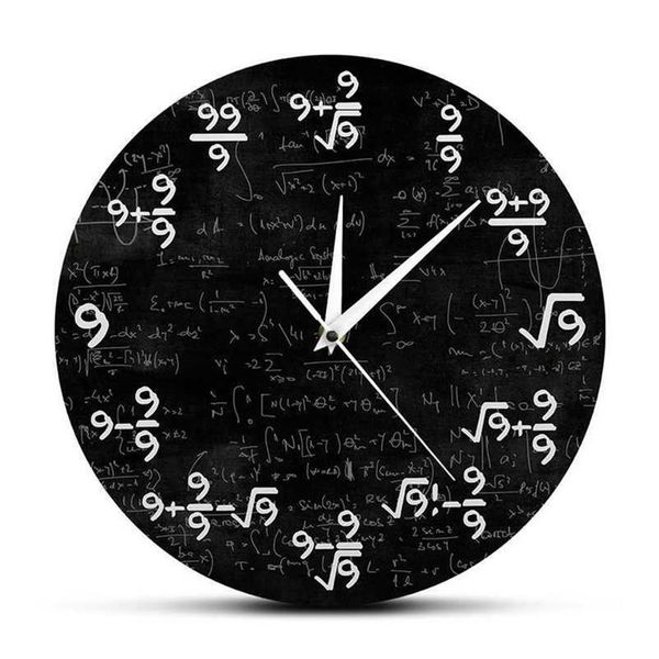 Vergelijking Negens Wiskunde De Klok van 9s Formules Modern Hangend Horloge Wiskundig Klaslokaal Wall Art Decor 201212265L