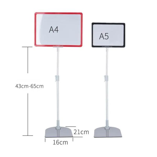 Équipement 10 sets A3 / A4 / A5 Affichage de cartes de panneaux en plastique pour les supermarchés Amiques de détail de support d'affiches