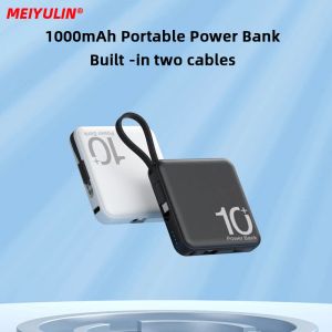 Équipement 10000mAh Mini Power Bank Fast Charger Portable Portable Rechargeable Batterie externe Câble intégré pour iPhone 14 13 12 Samsung Xiaomi