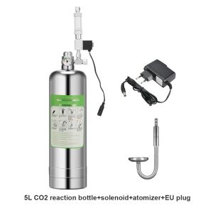 Equipo Kit de sistema de generador de Co2 para acuario doble de 5L Sistema de generador de cilindro de Co2 con válvula solenoide Difusor de burbujas Kit de reactor de Co2