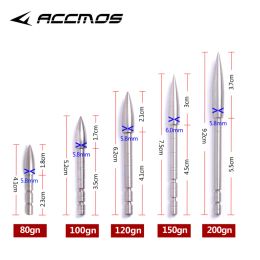 Uitrusting 6 stks DIY 80 100 120 150 170 200 Grain Rvs Bullet Point Tip Voor ID 4.2mm Pijlschacht Pijlpunt Boogschieten Accessoire