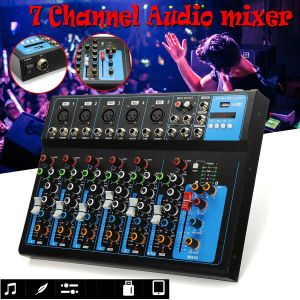 Équipement 7 canaux Mixage audio audio mélange de la console DJ USB avec un moniteur d'alimentation Phantom 48 V pour l'entrée