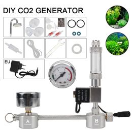 Équipement Accessoires d'aquarium pour la croissance des plantes aquatiques Kit de système de générateur de CO2 d'aquarium de diffuseur de compteur de bulles de bricolage avec électrovanne