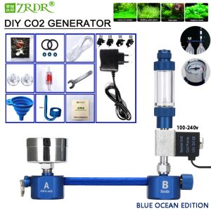 Equipo Acuario DIY Generador de CO2 Contador de Burbujas Válvula Solenoide Difusor Aleación de Aluminio Kit Generador de CO2 Tanque de Peces Planta Acuática CO2