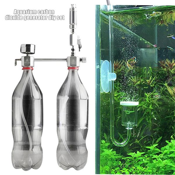 Equipo Acuario DIY Kit de sistema generador de CO2 con válvula solenoide Contador de burbujas para plantas Acuario Accesorios para tanque de peces