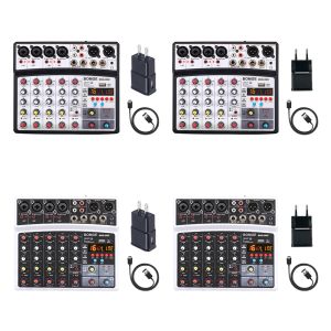 Équipement BMG06D 6 canaux Sound Mixing Console Bluetooth compatible USB Interface Record Computer 48V Phantom Power Monitor Mixer