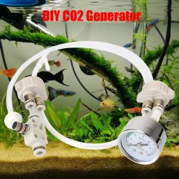 Kit de système de générateur de CO2 avec dispositif de débit d'air sous pression, diffuseur de Valve de CO2 fait maison pour aquarium, eau et herbe