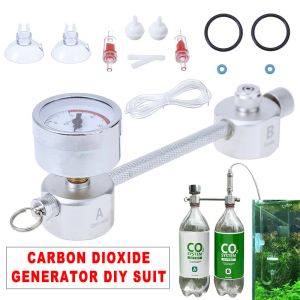 Equipo DIY Kit de sistema de CO2 para acuario Contador de burbujas Medidor presurizado Almohadillas de sellado Clips de ventosa Acuario de peces Generador de CO2 para plantas