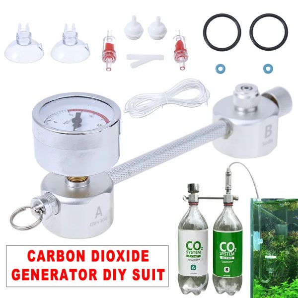 Équipement DIY Aquarium CO2 Système Kit Compteur À Bulles Jauge Pressurisée Joint Tampons Ventouse Clips Poisson Aquarium CO2 Générateur Pour Plantes