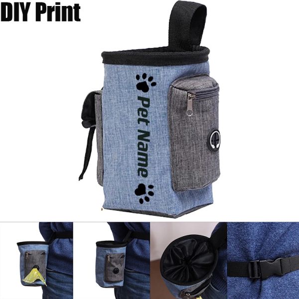 Équipement DIY Imprimer Lettre Sac de dressage pour chien de compagnie Portable Treat Snack Bait Obéissance Agilité Pochette de stockage d'alimentation en plein air Sacs de taille de récompense